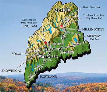 Maine White Water Rafting River - Map